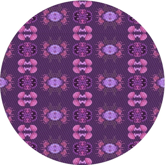 Ahgly Company Machine Washable Indoor Round Transitional Dark Orchid Purple Area Rugs, 8' Round