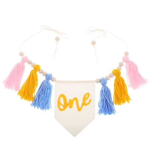 FRCOLOR First Birthday High Chair Banner Tassel Garland For Party Colorful Flags Wall Hanging Decor For Baby Shower Decorations