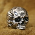 thumbnail image 4 of 925 Sterling Silver No Chin Skull Ring Biker Punk Open Ring TA437 US Size 10, 4 of 16