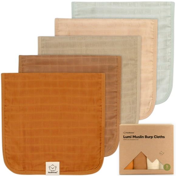 Toalla KeaBabies Lumi Muslin, paquete de 5 unidades, suave y absorbente, 51 x 26 cm