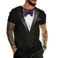 thumbnail image 3 of UVEASISHA Funny Shirts for Men 3D Tuxedo Print Short Sleeve Graphic Tees Regular Fit Casual Crewneck Pullover Valentines Day Party T-Shirts Purple 3XL, 3 of 8