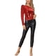 thumbnail image 2 of INSPIRAR CHIC Blusa de Mujer con Lentejuelas de Un Hombro, Manga Larga con Volumen, para Fiesta de Cóctel, Brillante y Destellante, Talla XL, Roja, 2 of 5