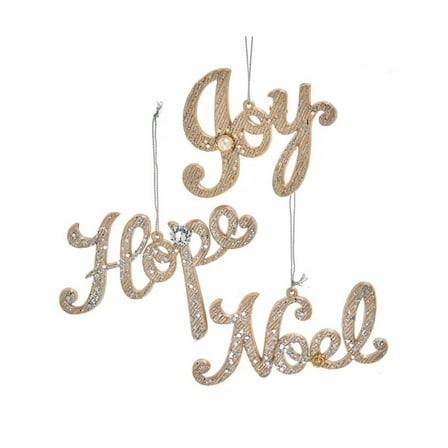 Kurt Adler Acrylic Ornament for Christmas Tree, Assorted Words (Pack of 3)