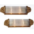 thumbnail image 3 of Pair Skyscraper Vintage Art deco light Old Lamp Wall Sconces Fixture Brass & Glass Rod Ship Light Antique, 3 of 4