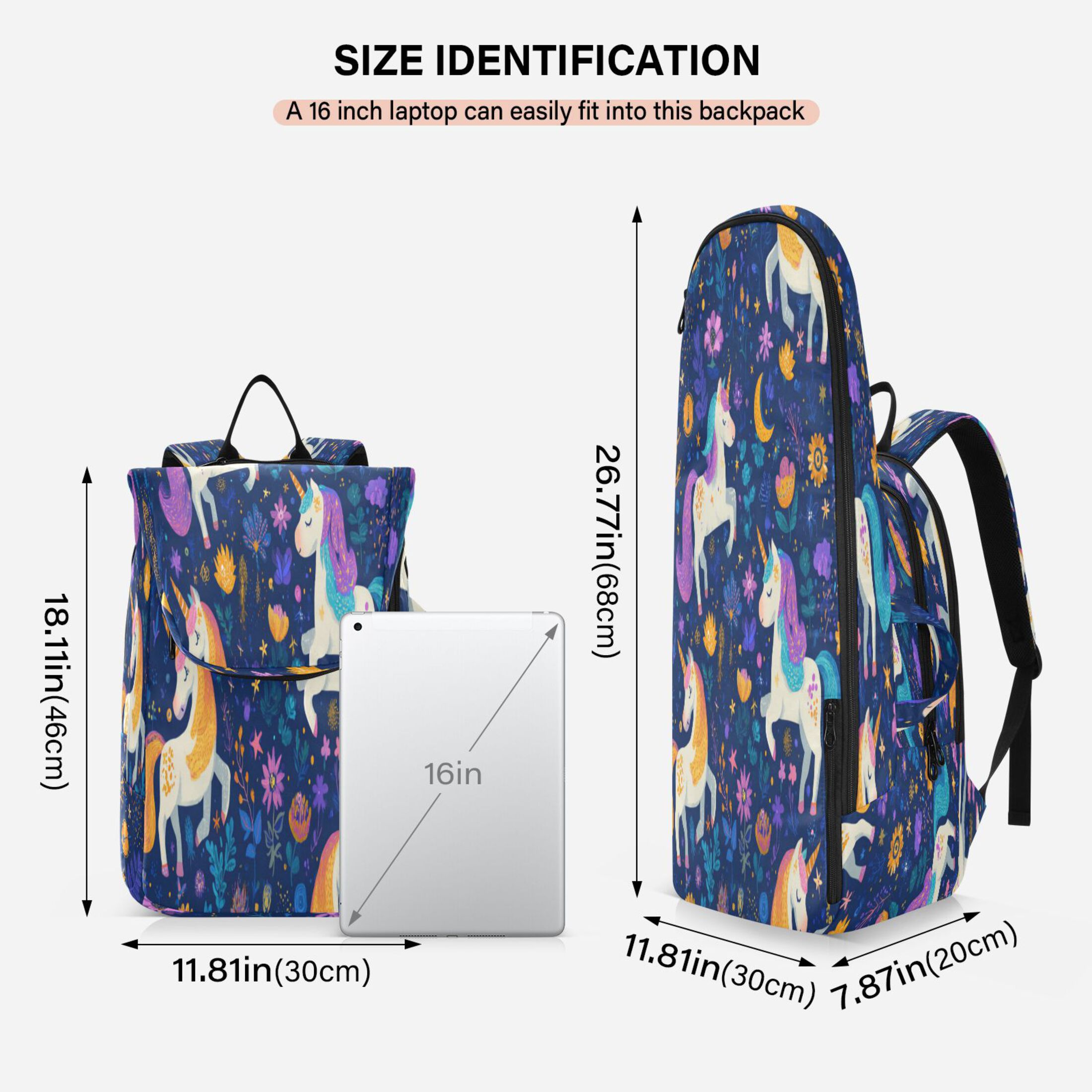 2 Racquet Holder Tennis Backpack Tennis Racket Covers Gym Bags Whimsical Unicorns