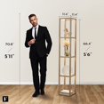 thumbnail image 4 of FENLO Fantasy 66" Luxury Glass Display Shelf with Dimmable LED Floor Lamps, Sturdy Glass Shelf for Bedroom, Floor Lamp with Shelves - Rustic Wood, 4 of 7