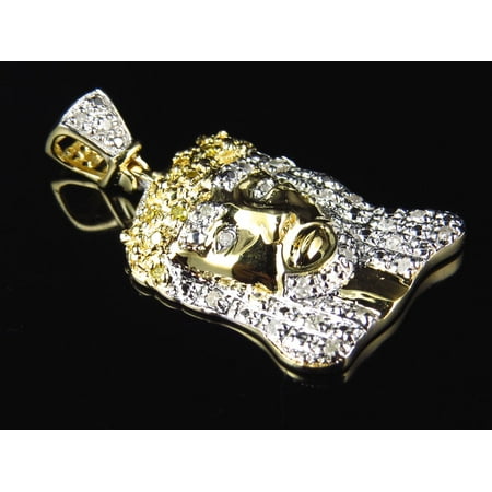 Canary Yellow Pendant - 10K Yellow Gold Canary Diamond Jesus Piece Pendant (0.25ct)
