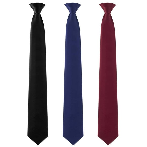3 PACK Men s Ties Clip on Ties Solid Neck Strap Tie for Wedding Graduation School Uniforms