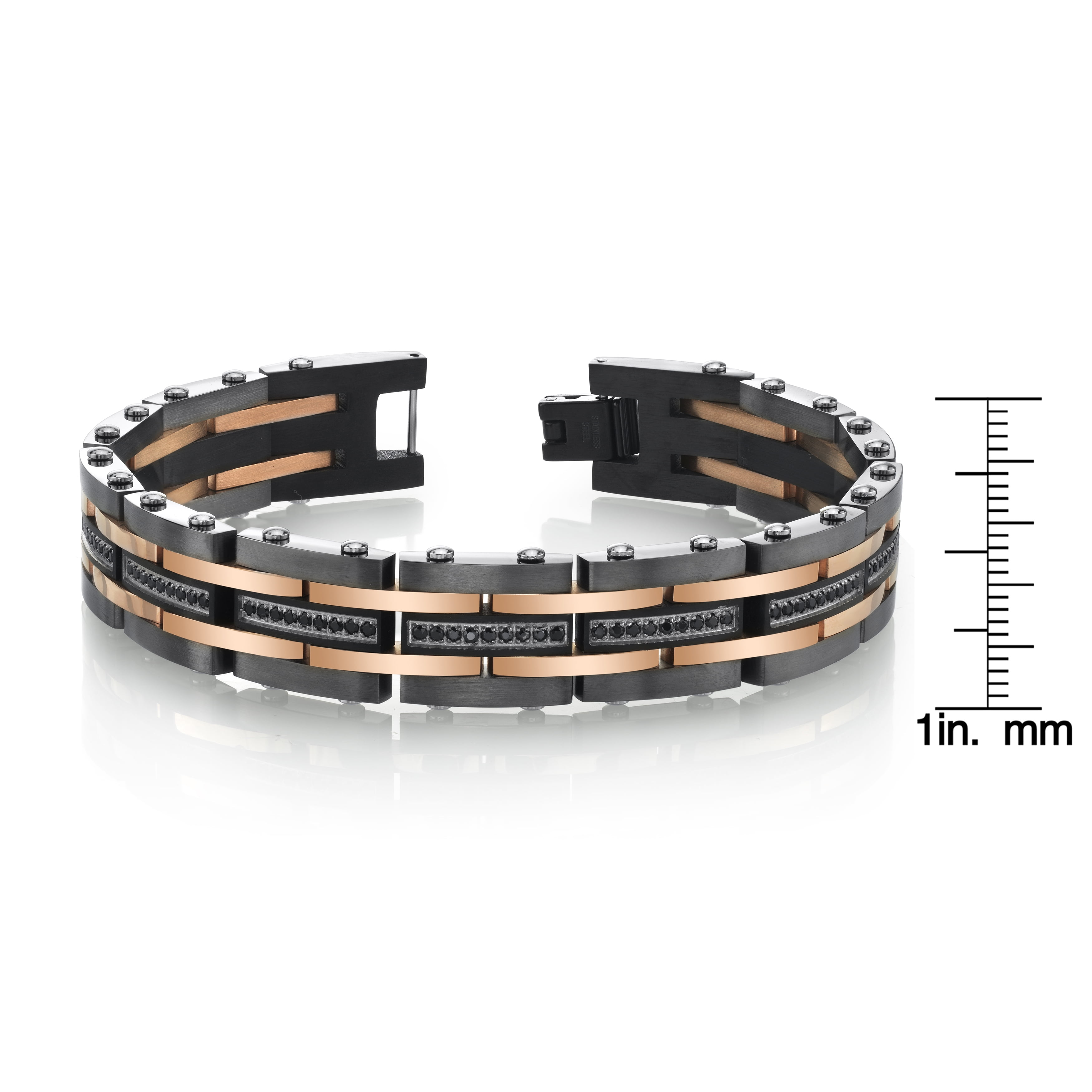 Spartan Two-Tone Stainless Steel Men's Bracelet with Black Cubic Zirconia