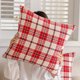 thumbnail image 5 of Fundas para cojines decorativos de exterior, diseño a cuadros chinos, tela de plástico tejida a cuadros en rojo y blanco, estampado tartán abstracto de lino para sofá, 5 of 5
