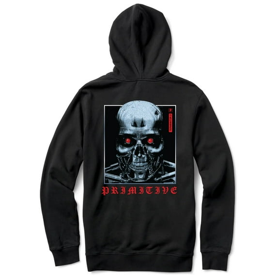 Primitive Skateboarding Apparel Men's X Terminator 2 Judgement Day Machine Hoodie Sweatshirt (Small, Black)