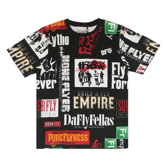 Born Fly Men's All Over Print Graphic Premium Tee T-Shirt (Small, Black)