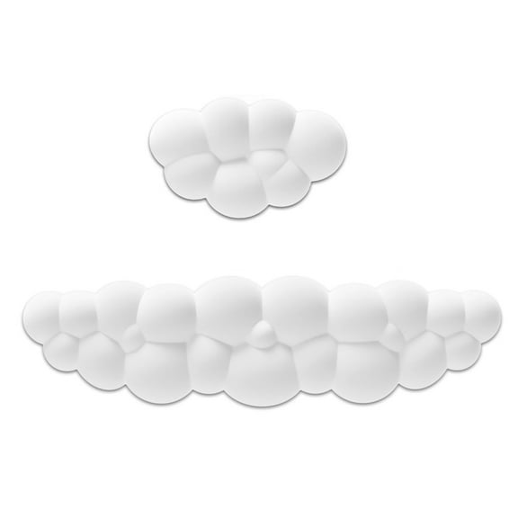 Cloud Wrist Rest Pad Kit Keyboard Mouse Memory Foam Palm for Non-Slip White