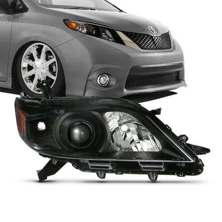 Fits 11 17 Toyota Sienna Penger Right Halogen Black Headlight Fits 11 17 Toyota Sienna Penger Right Halogen Black Headlight Replacement