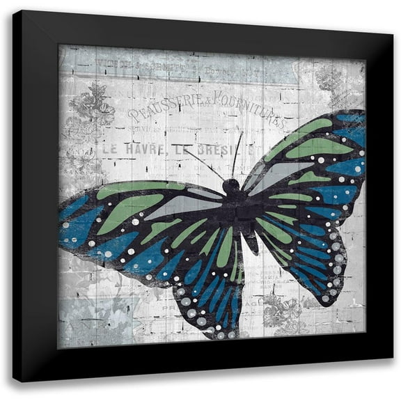 Kimberly, Allen 12x12 Black Modern Framed Museum Art Print Titled - Vintage Butterfly 1