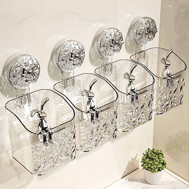 Caja de almacenamiento de toallas para baño, estante de almacenamiento para afeitadora, caja de reciclaje secundario, cesta colgante con ventosa