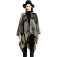 thumbnail image 2 of PIKADINGNIS Women Shawl Wraps Warm Plaid Poncho Blanket Open Front Sweater Cardigan Cape Fall Winter Fleece Scarf Coat, 2 of 6