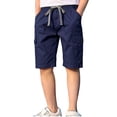 thumbnail image 2 of Miluxas Boys Lightweight Cargo Shorts Cotton Pull-On Hiking Shorts for Sports Outdoor with Pockets Navy 14-15Years, 2 of 6