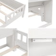 thumbnail image 3 of Full Bed with Storage, Pine Wood Platform Bed with Bookcase Headboard, LED Motion Sensor Night Light, Bed Guardrails, White, 3 of 6