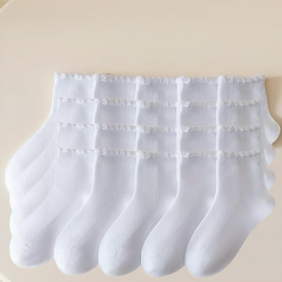 TELOLY Ruffle/Ripple Edge/Lace Girls breathable middle tube Socks 10 Pack 3-14 Years
