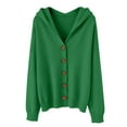 thumbnail image 5 of Women's Solid Color Button Front Hooded Sweater,Casual Open Cardigan Jacket with Cozy Fabric,Long Sleeve Loungewear Essential for Autumn and Winter Daily Wear,Soft Comfortable Outerwear Layer Green, 5 of 6