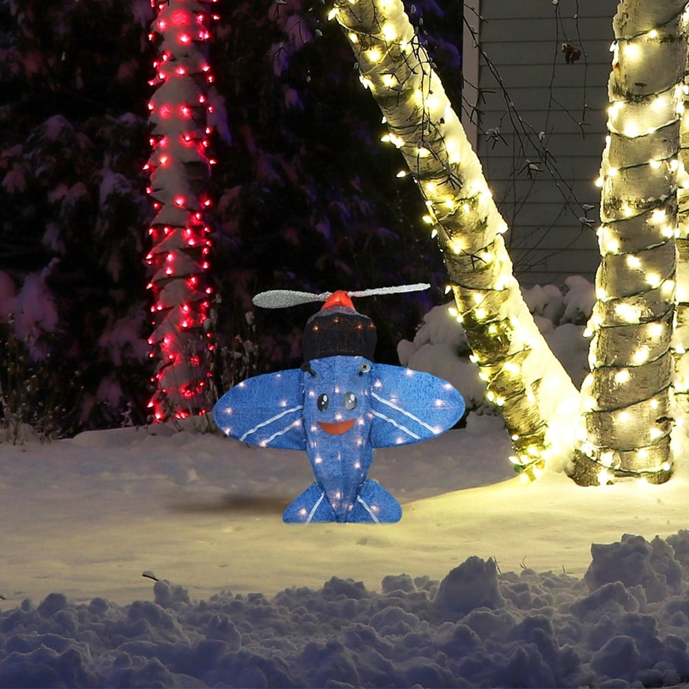 ProductWorks 24" Rudolph 3D Pre Lit Led Yard Art Misfit Plane