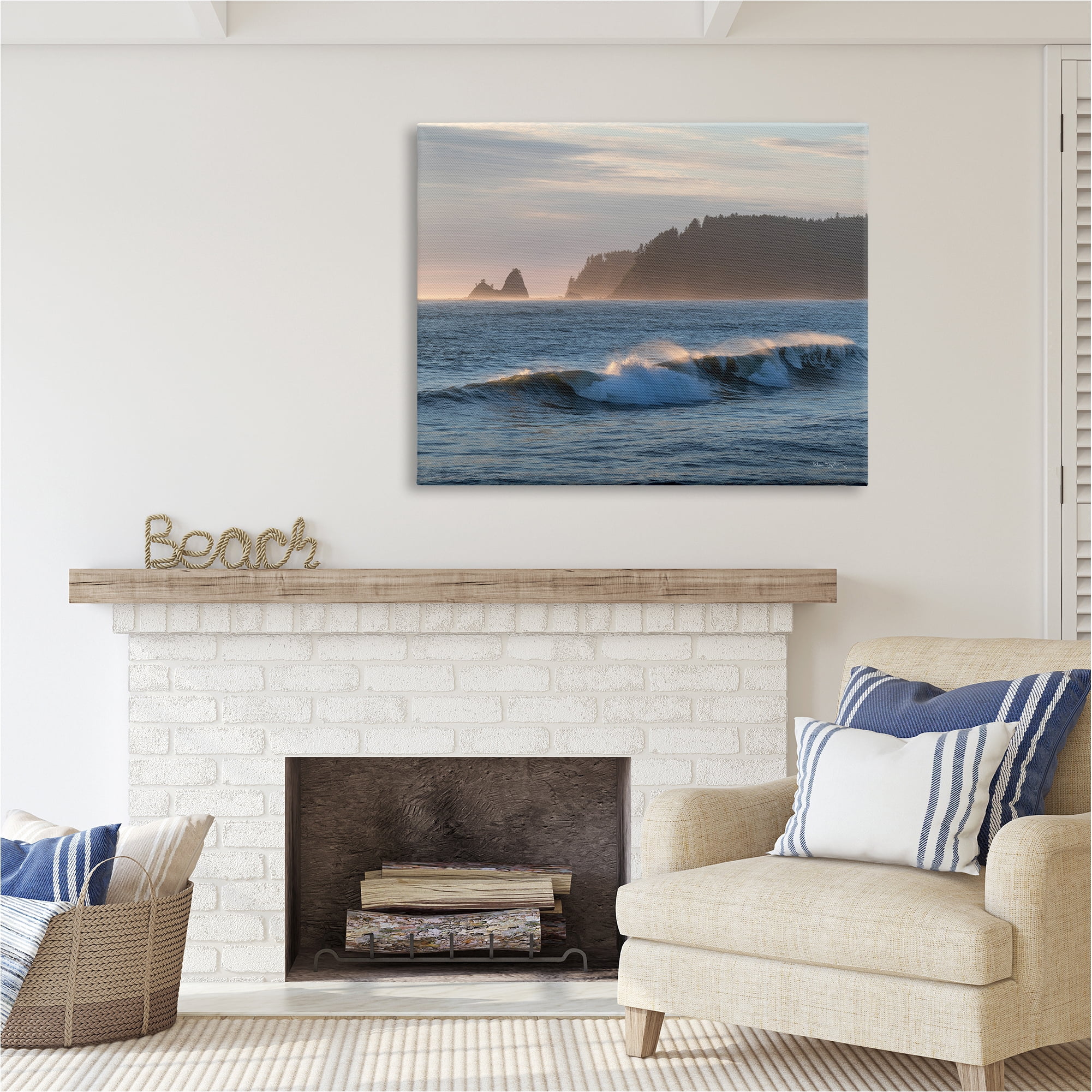 Stupell Industries Rolling Waves Photography Landscape Photography Gallery Wrapped Canvas Art Print Wall Art, 48 x 36