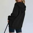 thumbnail image 5 of Women's Autumn Winter Button Up Cardigan, Solid Color Drawstring Hooded Pocket Sweatshirt, Soft Comfortable Long Sleeve Pullover for Casual Daily Wear, Entertainment and Seasonal Fashion Black L, 5 of 7
