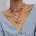 thumbnail image 3 of Cuban Butterfly Necklace Chain Choker Bling Metal Jewelry Sparking for Pink, 3 of 7