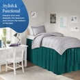 thumbnail image 2 of 42 Inch Drop Full XL Size Dorm Bed Teal Solid Bed Skirt Lightweight Ruffled Pattern Split Corner Premium Hotal Quality With Flexible Elastic & Fade Resistent, 2 of 7