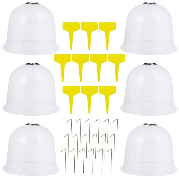 6Pcs Plant Dome Bell Cover with 18 Ground Securing Pegs and 10 Plant Label