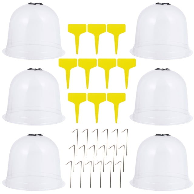 6Pcs Plant Dome Bell Cover with 18 Ground Securing Pegs and 10 Plant Label