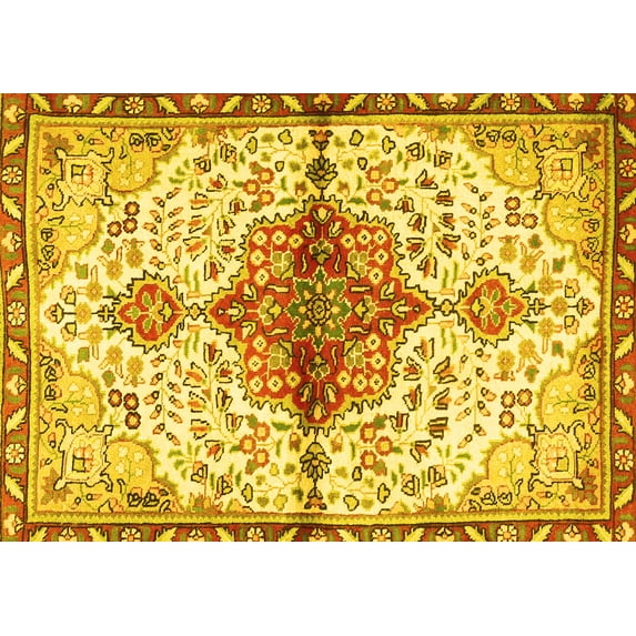 Ahgly Company Indoor Rectangle Persian Yellow Traditional Area Rugs, 2' x 4'