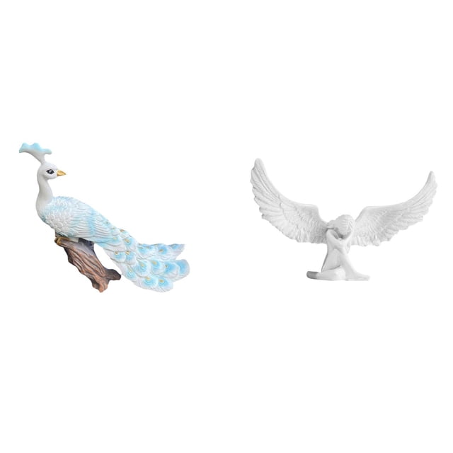 Estatua del pavo real,Estatua de pavo real,adorno de escritorio creativo y divertido,Escultura de ángel,Estatua de ángel para decoración del hogar,manualidades,color blanco,Escultura de
