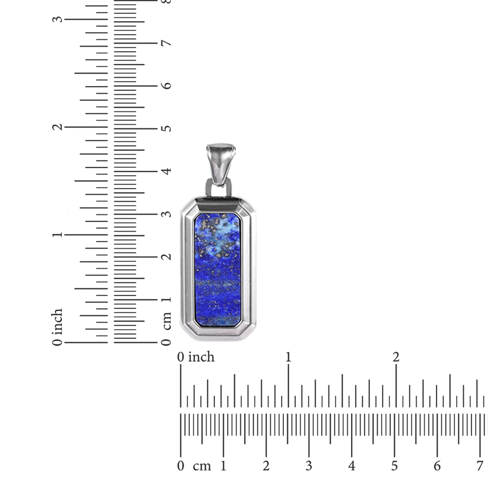 Iron Saints Men Lapis Lazuli Blue Bead Pendant Necklace, Stainless Steel, Natural Gems