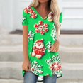 thumbnail image 2 of Camiseta Impresa con Cuello en V de Manga de Raglan de la Parte Trasera Larga Delantera Corta de las Mujeres de Navidad, Vacaciones Informales, 2 of 7