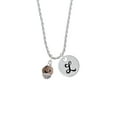 thumbnail image 2 of Delight Jewelry Silvertone Wide Cheetah Print Band Spinner Silvertone Script Initial Disc - L - Charm Necklace, 20"+3", 2 of 4