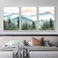 thumbnail image 2 of IDEA4WALL Framed Canvas Print Wall Art Set of 3 Watercolor Pastel Mountain Range Pine Tree Forest Nature Wilderness Geometric Modern Art Floral Calm/Relax/Cozy for Rooms - White 16"x24"x3, 2 of 5