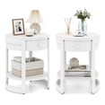 thumbnail image 1 of Gymax Table de Chevet 2 Pcs avec Tablette et Tiroir Grain de Bois Table d'Appoint Ronde pour Salon, 1 of 10
