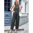 thumbnail image 2 of Womens Checker Set 2 Piece Beach Vacation Outfit Summer Tank Top Pants Suit  Green M, 2 of 8