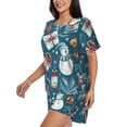 thumbnail image 2 of Lsque Christmas Snowman Gift Women's Short-Sleeved Pajama Set - 2 Piece Soft and Lightweight Sleepwear Set-X-Large, 2 of 9