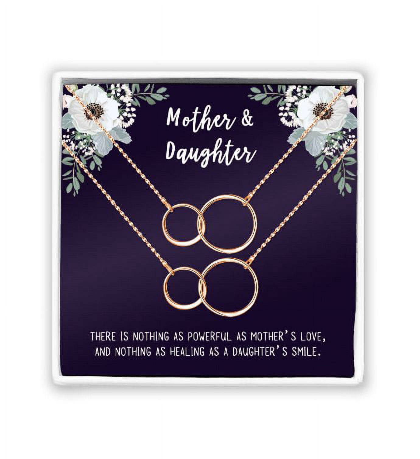 Matching Infinity Card Necklace, Matching Mother's Day Gift for Her, Mom and Daughter Jewelry, Mom and Daughter Infinity Ring Necklaces [Rose Gold Infinity Ring, No-Personalized Card]