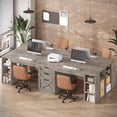 thumbnail image 7 of Farmhouse Two Person Computer Desk with 3 Drawers and Storage Shelves, 96.5" Long Home Office Desk, 7 of 7