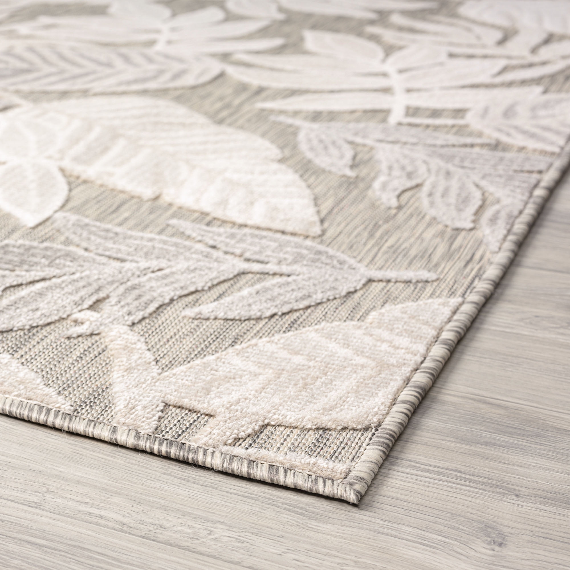 Bliss Rugs Floral Indoor Outdoor Rug Water Resistant Runner Rug for Patio, Hallway, Entryway, Deck, Gray ,2' x 8'