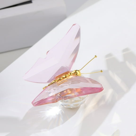 1 pcs Crystal Pink Butterfly Figurines Collectible Animal Ornaments Glass Butterfly Gifts for Women Home Table