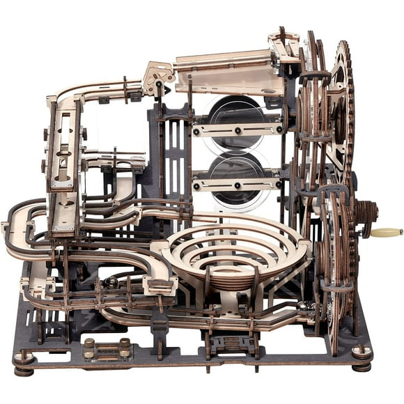 Marble Race 3D Wooden Puzzle Mechanical Wooden Model for Kids, Teens and Adults, with 10 Steel Balls, Marble Night City