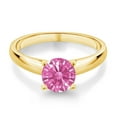 thumbnail image 2 of Gem Stone King 10K Yellow Gold Solitaire Ring Set with 7mm Round Pink Zirconia (Size 6), 2 of 4