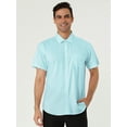 thumbnail image 2 of INSPIRE CHIC Men's Short Sleeves Polka Dots Button Down Shirt Light Blue 34, 2 of 6