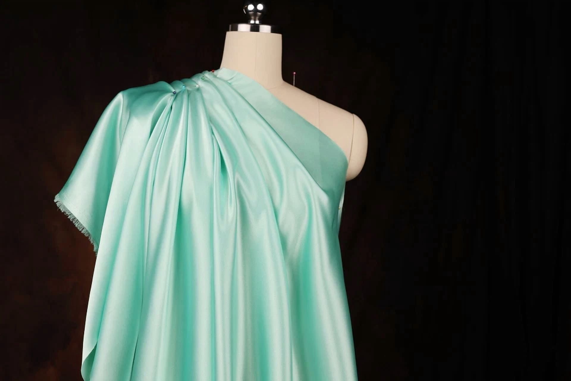 BUTTERFLY- Mint Satin Charmeuse Fabric By The Yard 1765