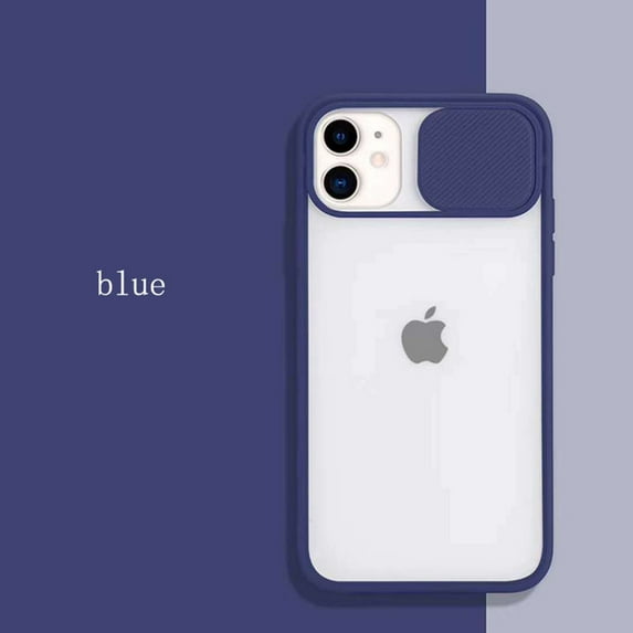 Camera Lens Slide Protection iPhone XS Case (Blue) Transparent Shockproof and Scratch Resistant Protection Cover